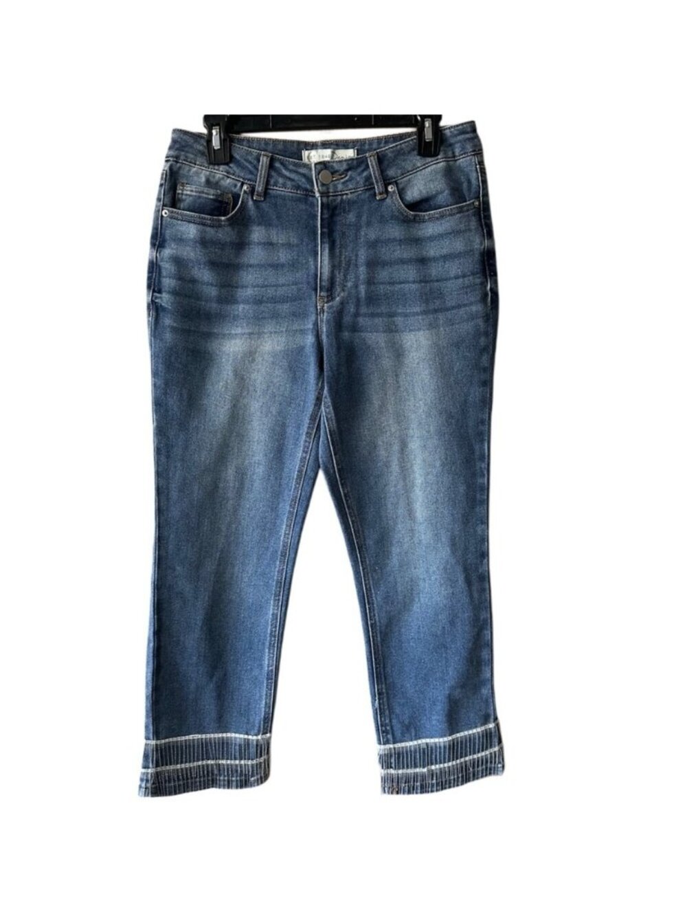 Cato C EST. 1946 Denim Dark Wash High Rise Blue Jeans with Beaded Fringe